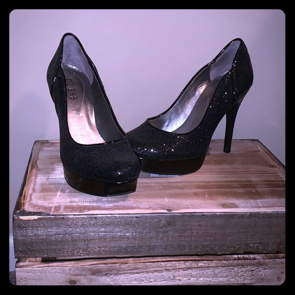 Guess Black Glitter Heels